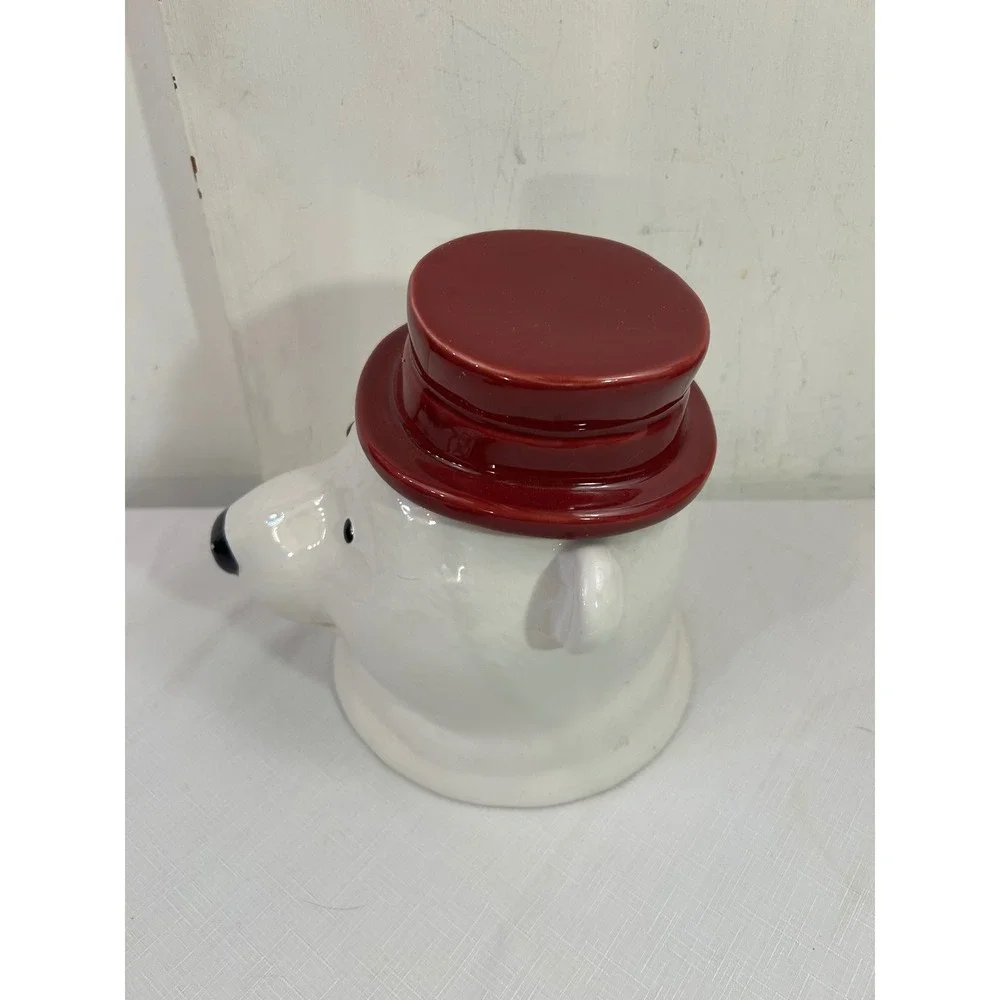 Unbranded Polar Bear Cookie Jar OS White Red Top Hat Ceramic Christmas Decor